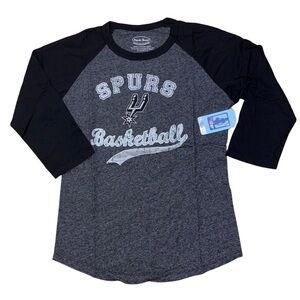 NBA San Antonio Spurs Women’s 3/4 Sleeve Raglan T-Shirt L Kawhi Leonard Majestic